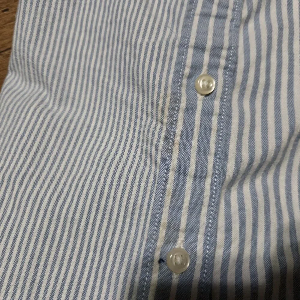 J. Crew Blue and White Striped Cotton Button-Down Shirt